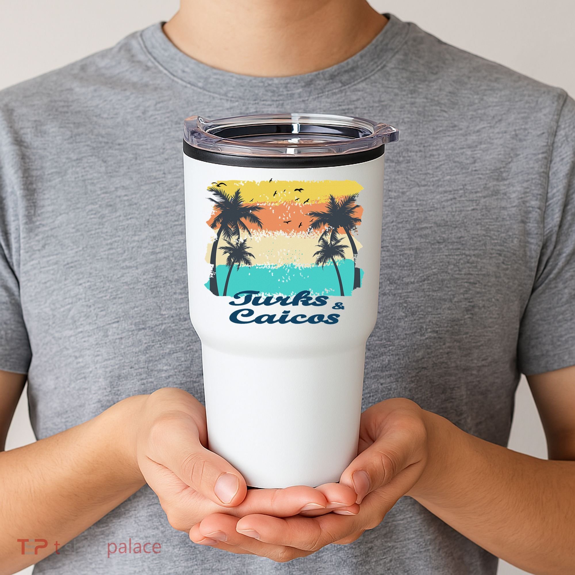 Turks And Caicos Palms Beach Caribbean Islands Souvenir Gift Tumbler