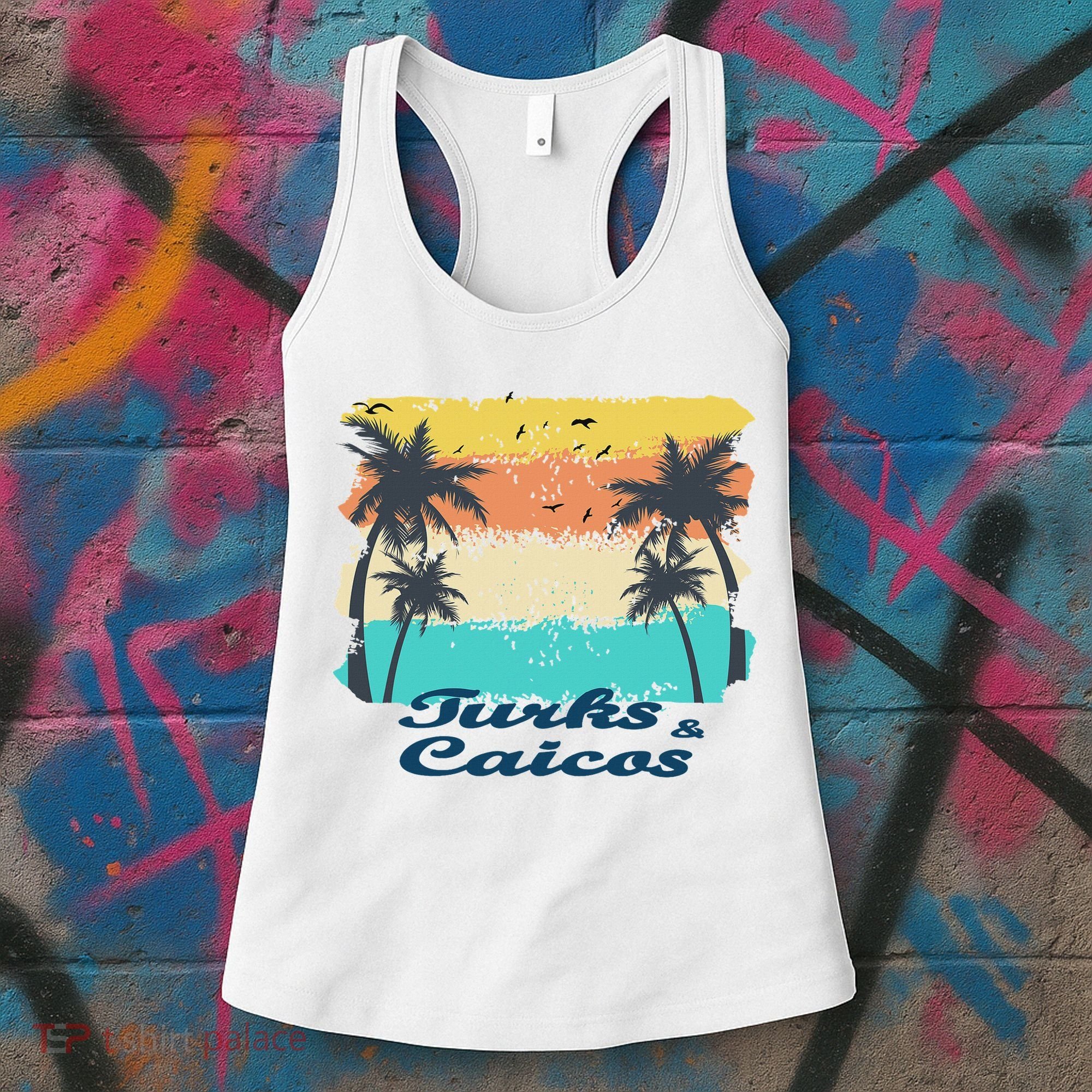 Turks And Caicos Palms Beach Caribbean Islands Souvenir Gift Women's Tank Top
