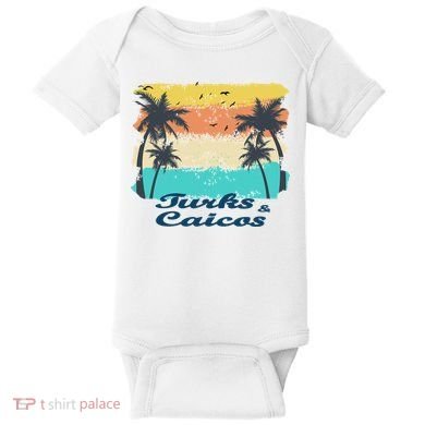 Turks And Caicos Palms Beach Caribbean Islands Souvenir Gift Baby Bodysuit