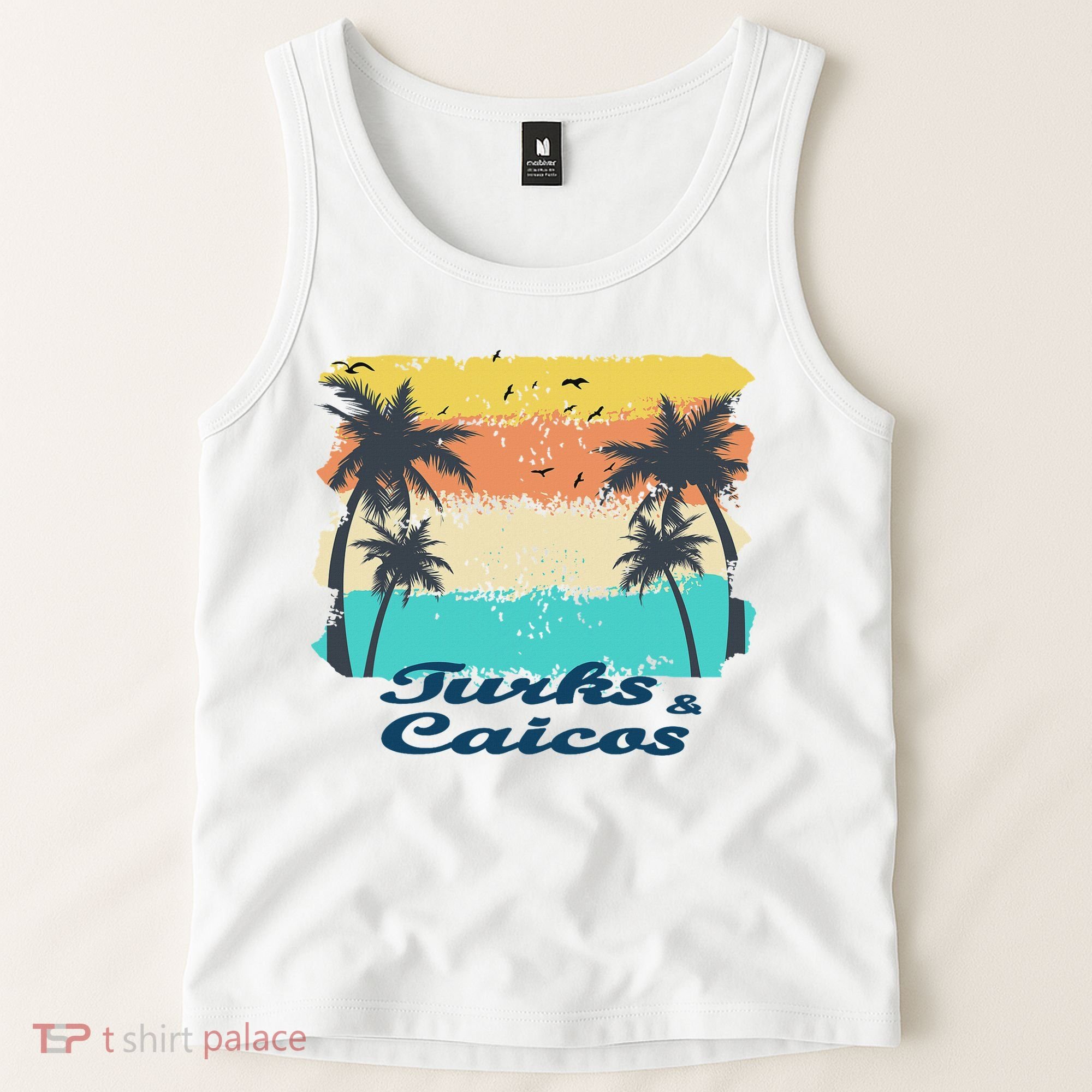 Turks And Caicos Palms Beach Caribbean Islands Souvenir Gift Tank Top