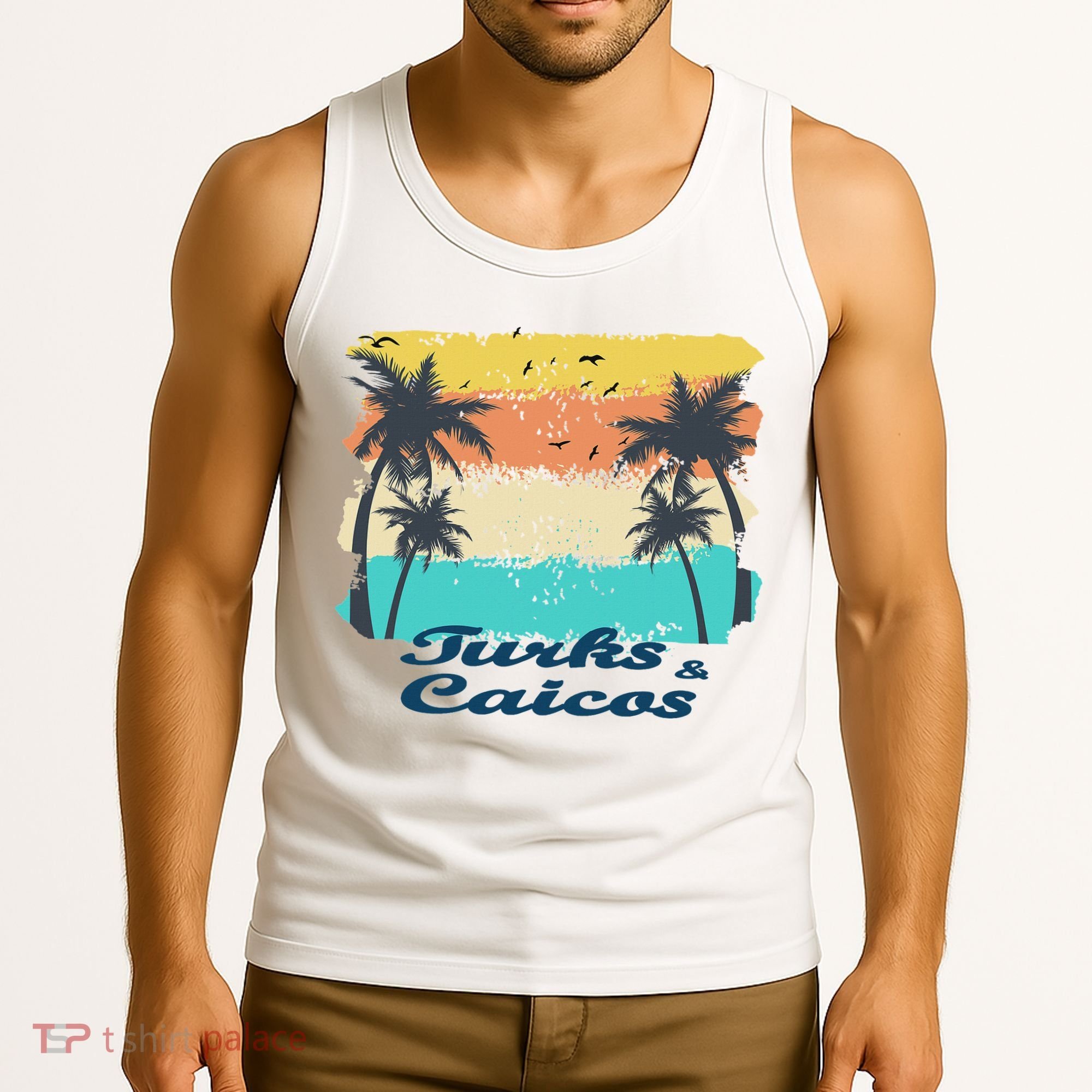 Turks And Caicos Palms Beach Caribbean Islands Souvenir Gift Tank Top
