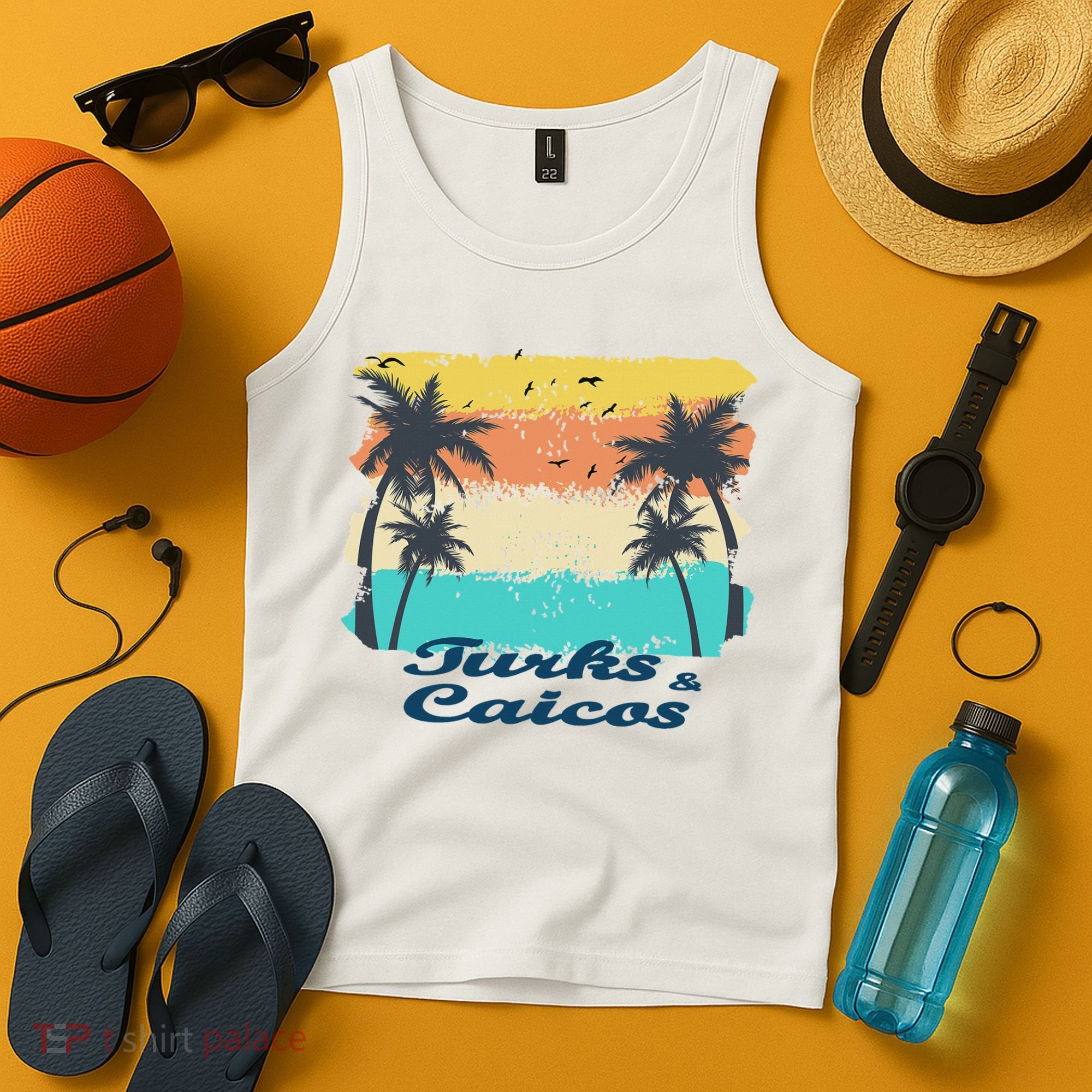 Turks And Caicos Palms Beach Caribbean Islands Souvenir Gift Tank Top