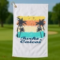 Turks And Caicos Palms Beach Caribbean Islands Souvenir Gift Golf Towel thumb 1