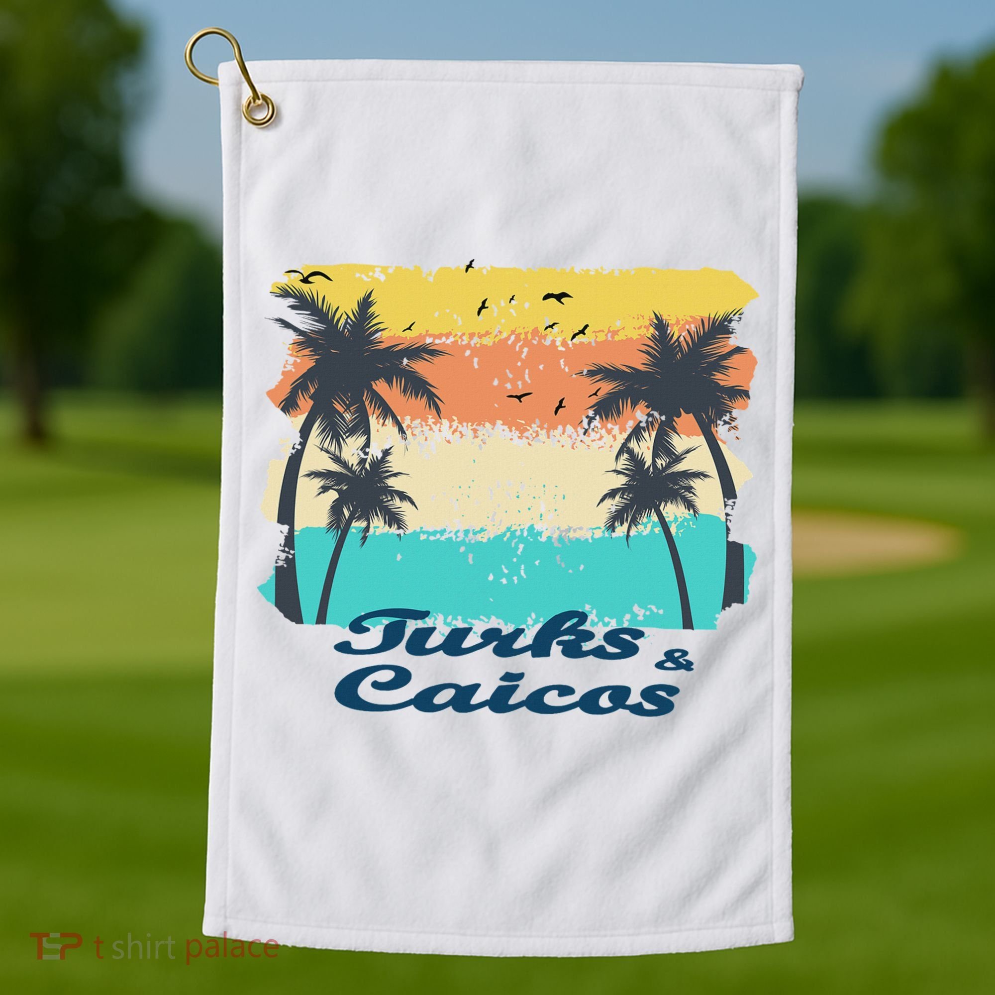 Turks And Caicos Palms Beach Caribbean Islands Souvenir Gift Golf Towel