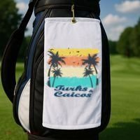 Turks And Caicos Palms Beach Caribbean Islands Souvenir Gift Golf Towel thumb 2
