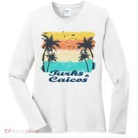 Turks And Caicos Palms Beach Caribbean Islands Souvenir Gift Women's Long Sleeve Shirt thumb 0