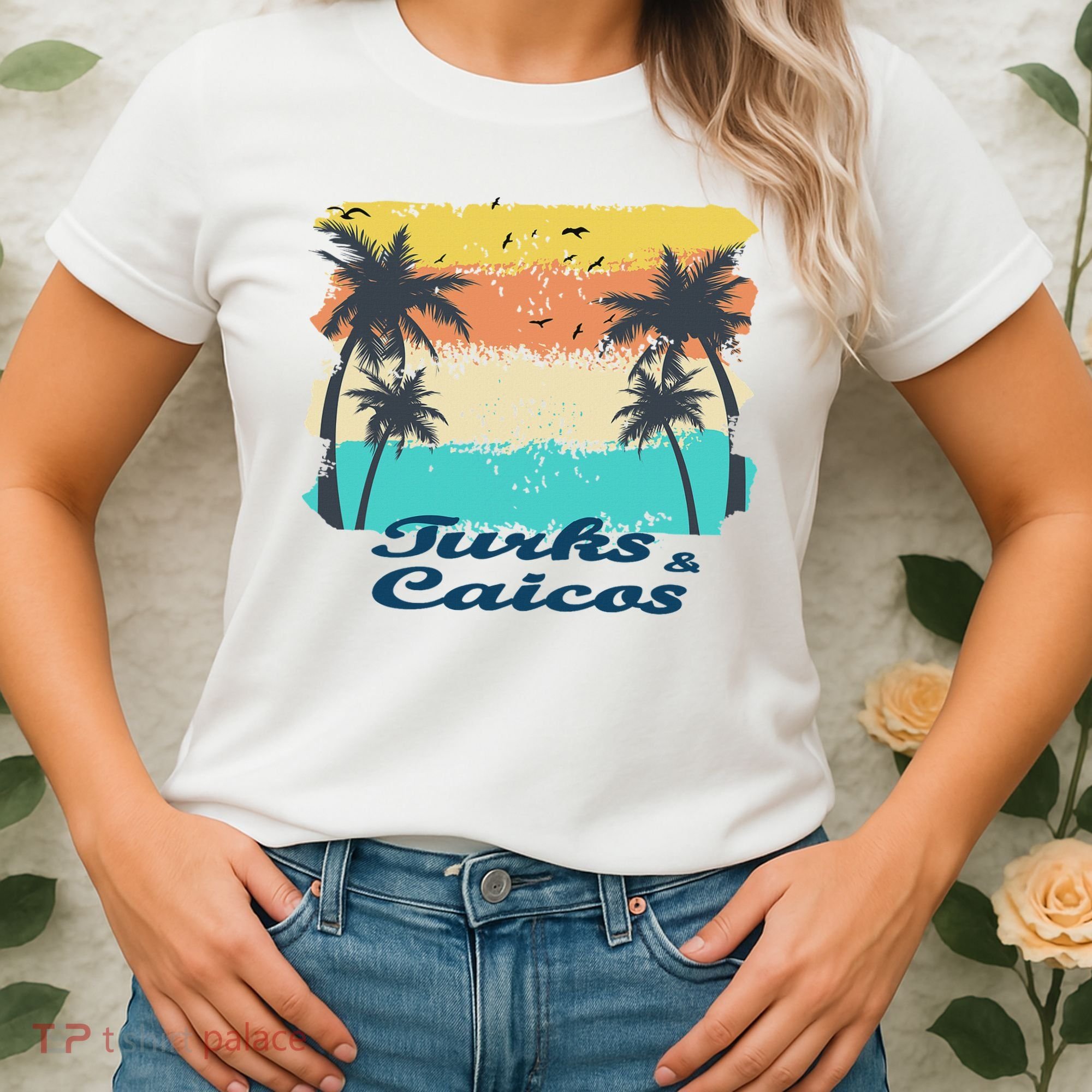 Turks And Caicos Palms Beach Caribbean Islands Souvenir Gift Women's T-Shirt