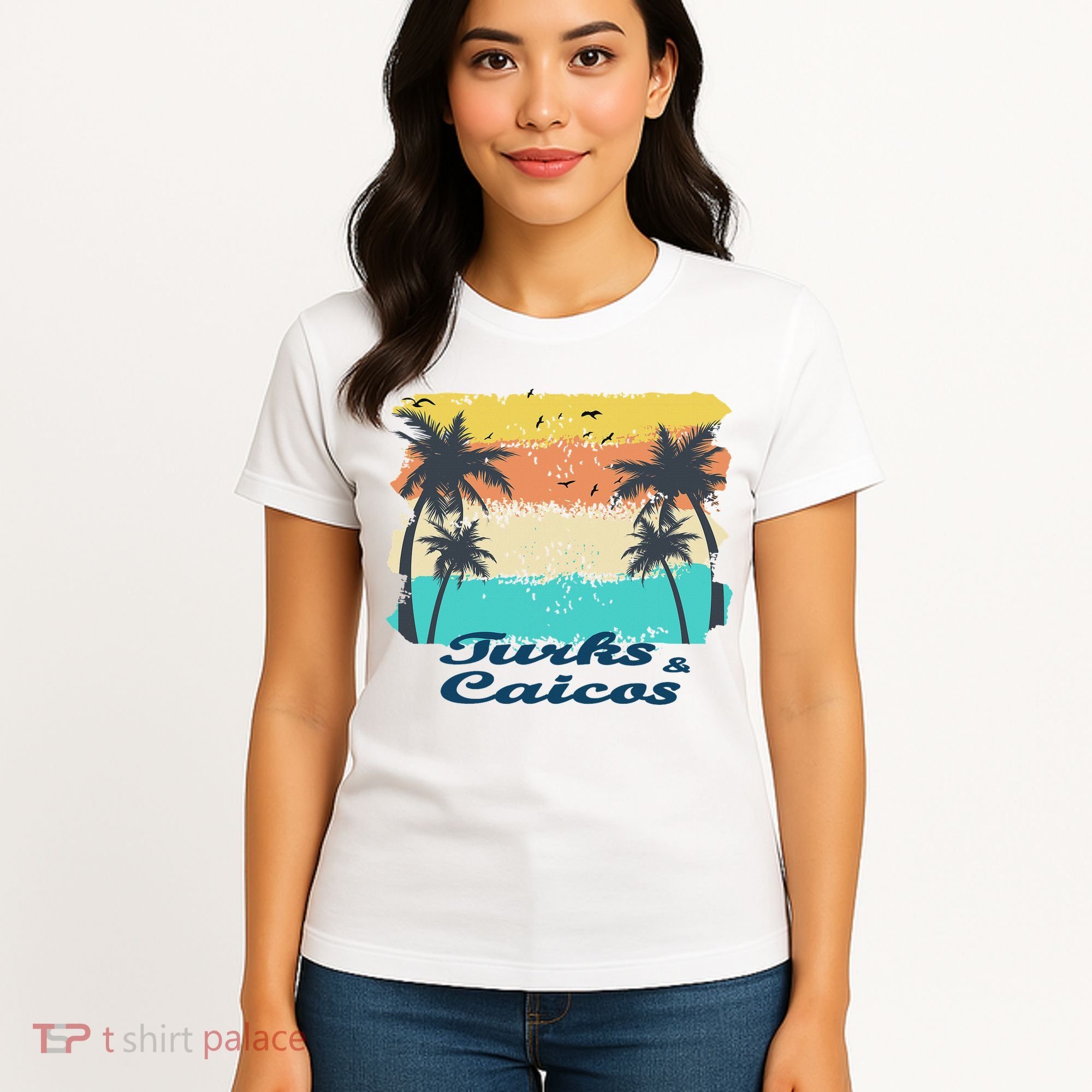 Turks And Caicos Palms Beach Caribbean Islands Souvenir Gift Women's T-Shirt