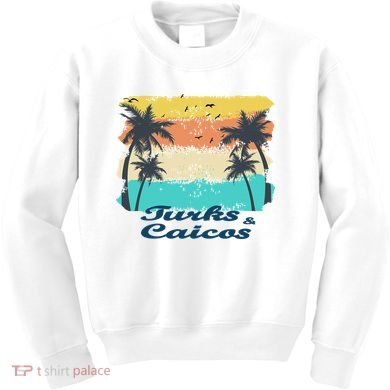 Turks And Caicos Palms Beach Caribbean Islands Souvenir Gift Kids Sweatshirt