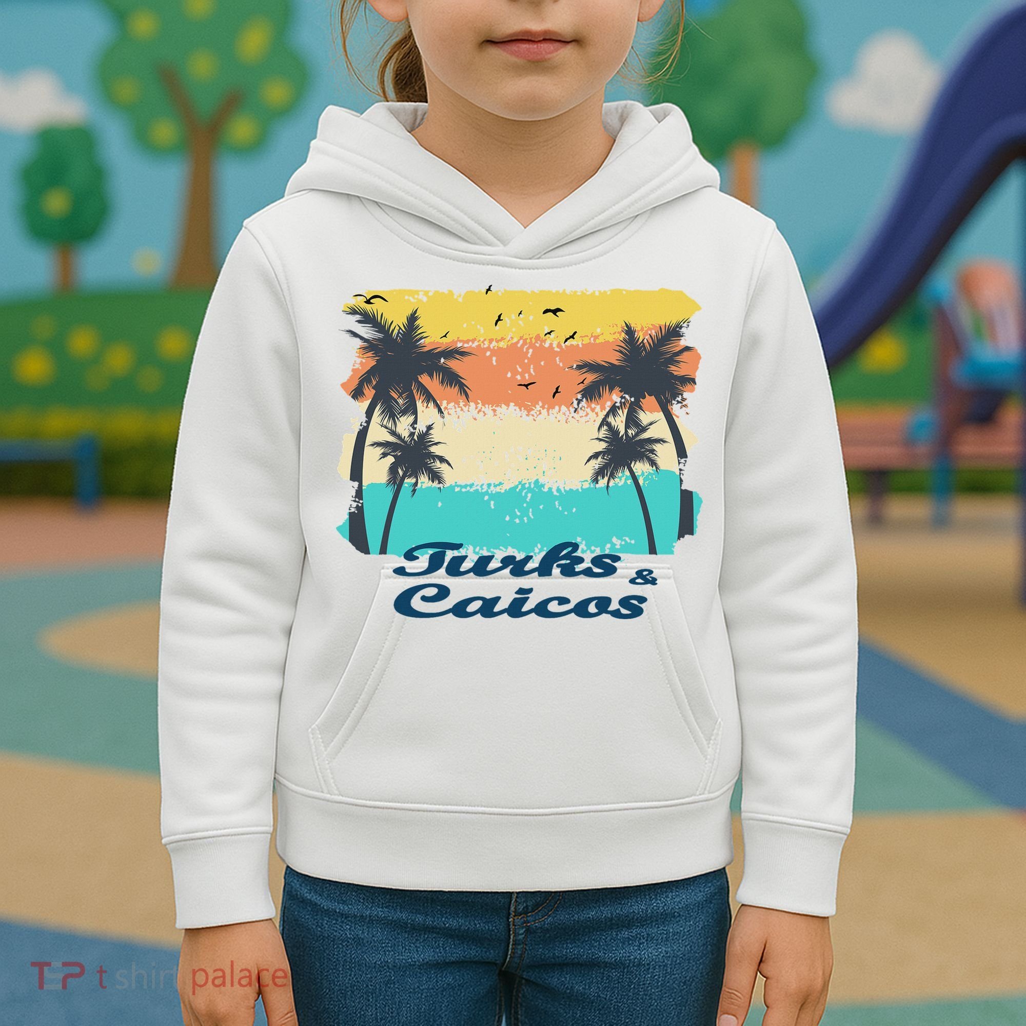 Turks And Caicos Palms Beach Caribbean Islands Souvenir Gift Kids Hoodie