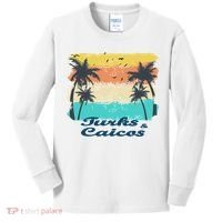 Turks And Caicos Palms Beach Caribbean Islands Souvenir Gift Kids Long Sleeve Shirt thumb 0