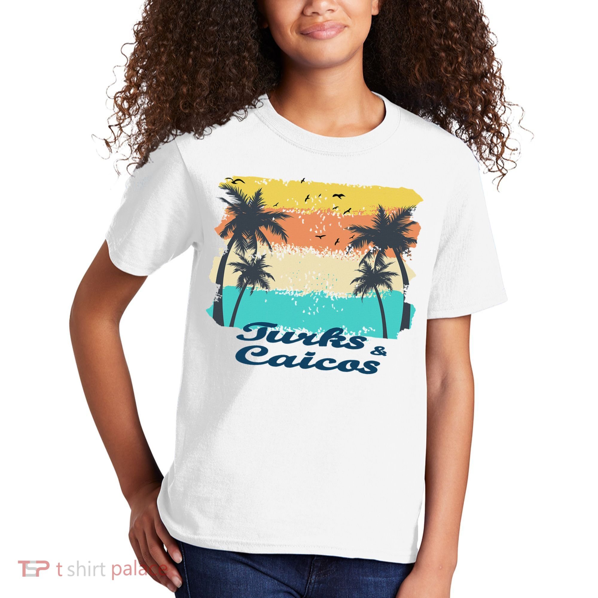 Turks And Caicos Palms Beach Caribbean Islands Souvenir Gift Kids T-Shirt