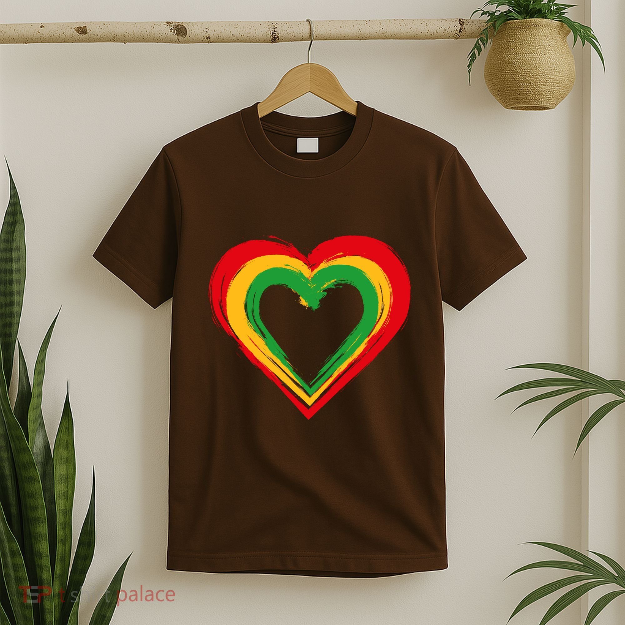 Traditional African Colors Painted Heart T-Shirt