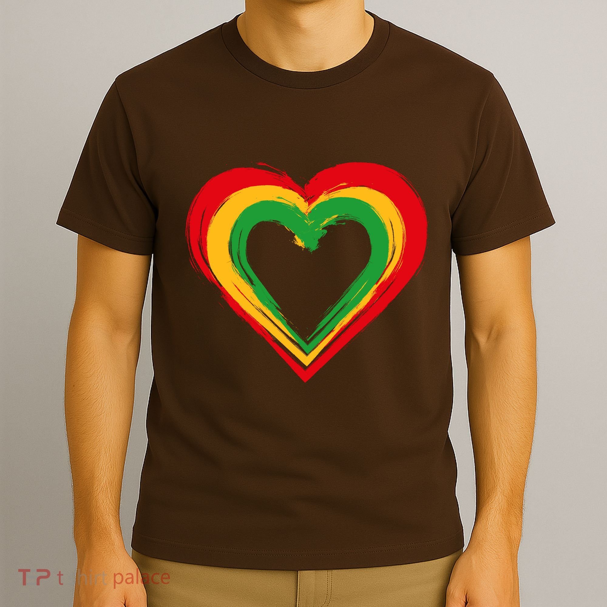 Traditional African Colors Painted Heart T-Shirt