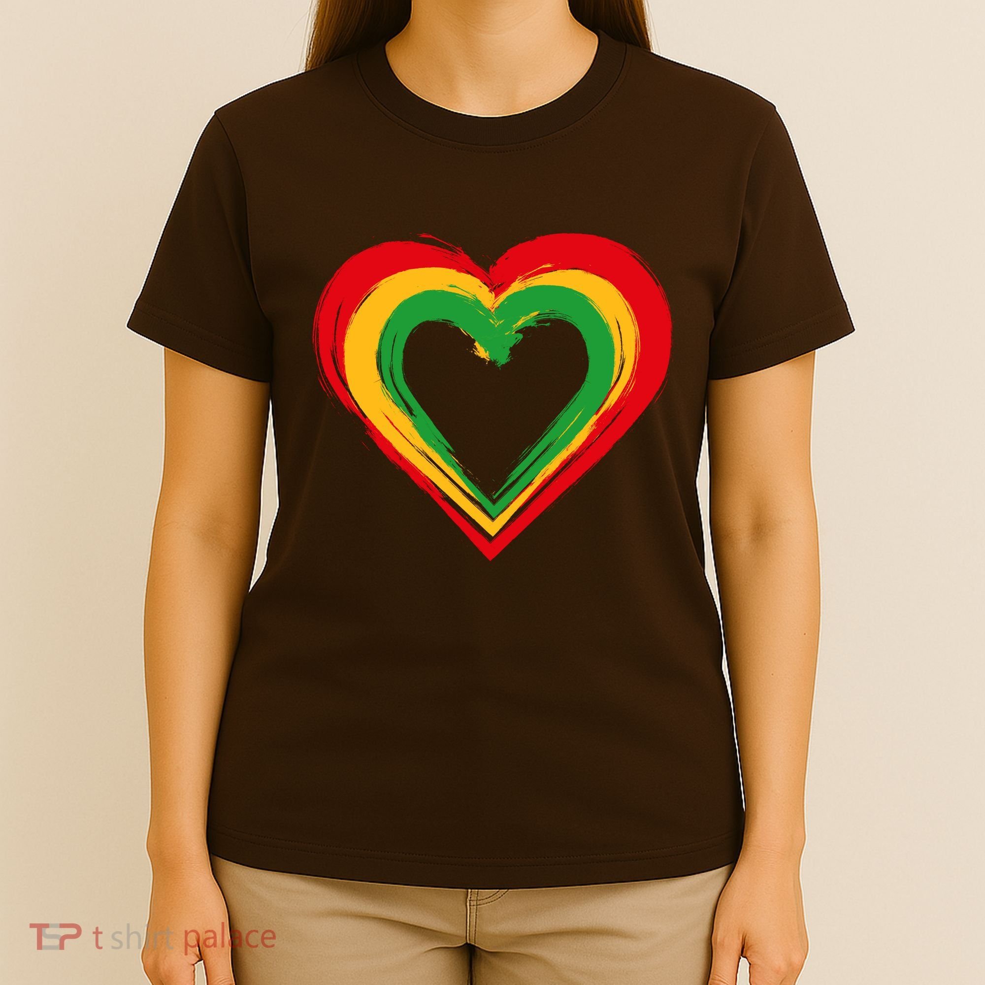 Traditional African Colors Painted Heart T-Shirt