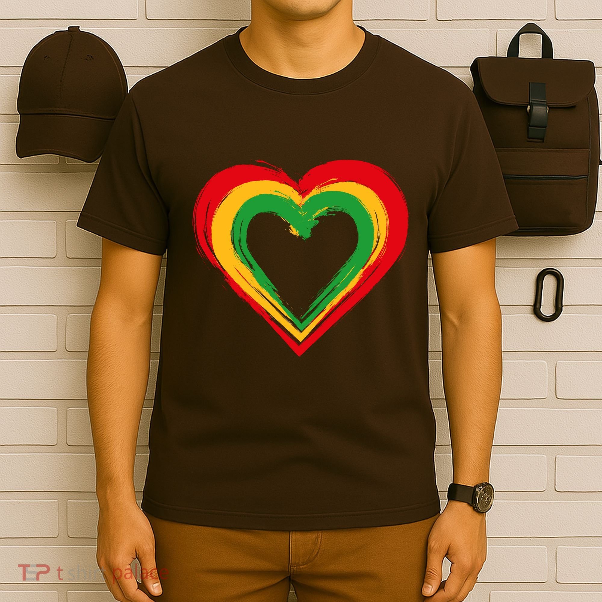 Traditional African Colors Painted Heart T-Shirt