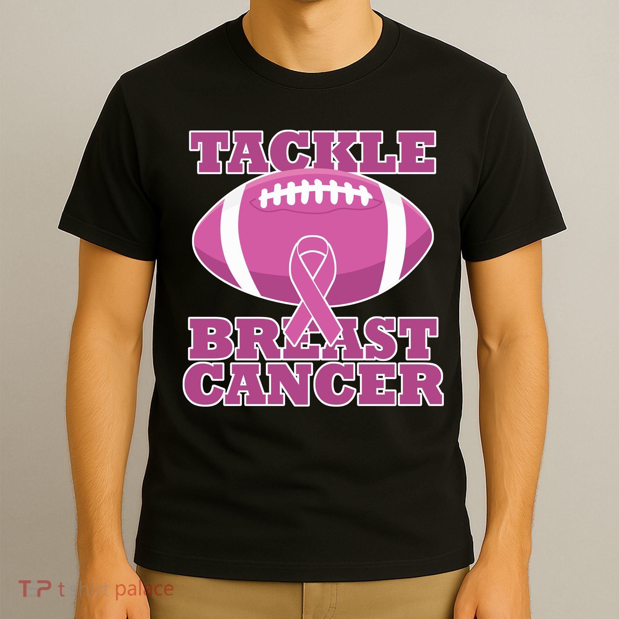 Tackle Breast Cancer Awareness Football  T-Shirt
