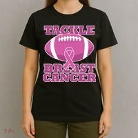 Tackle Breast Cancer Awareness Football  T-Shirt thumb 4