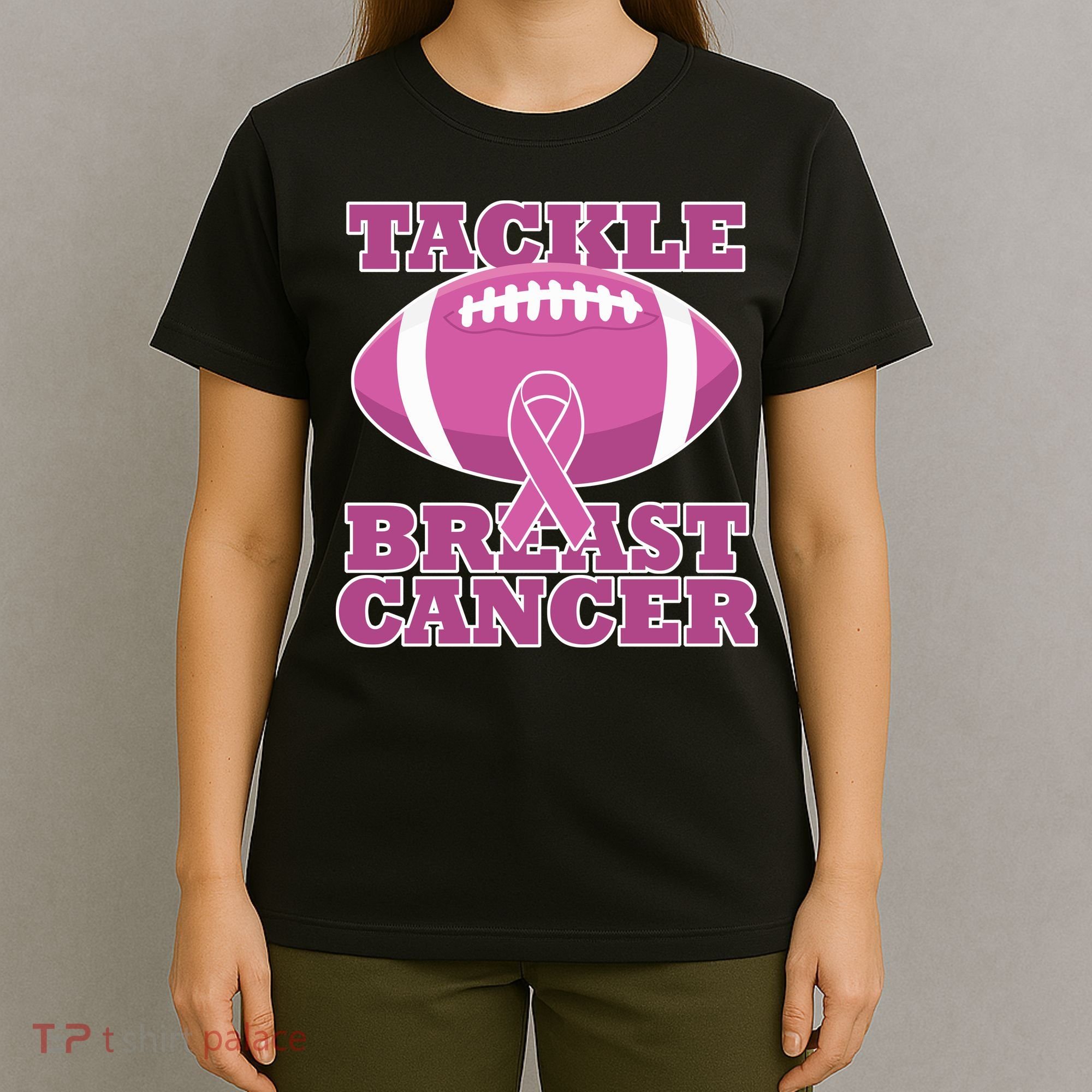 Tackle Breast Cancer Awareness Football  T-Shirt
