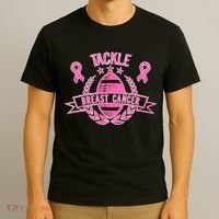 Tackle Breast Cancer Football Pink Ribbon T-Shirt thumb 3