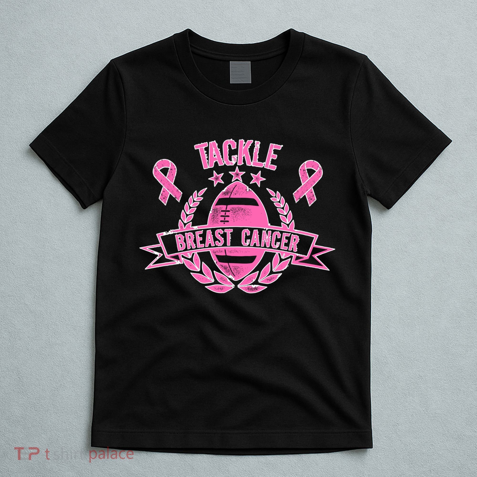 Tackle Breast Cancer Football Pink Ribbon T-Shirt