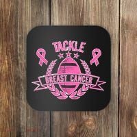 Tackle Breast Cancer Football Pink Ribbon Coaster thumb 0