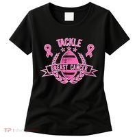 Tackle Breast Cancer Football Pink Ribbon Women's T-Shirt thumb 0