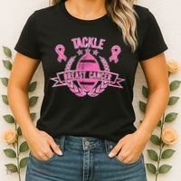 Tackle Breast Cancer Football Pink Ribbon Women's T-Shirt thumb 2