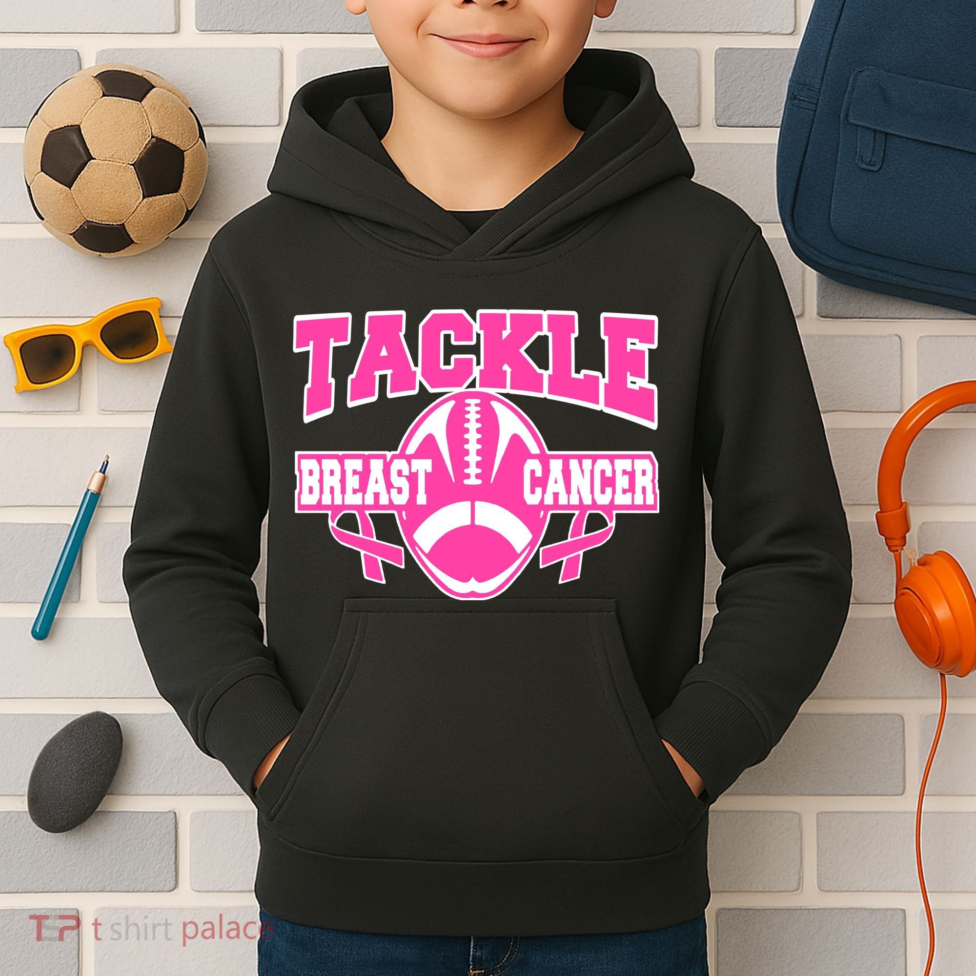 Tackle Breast Cancer1 Kids Hoodie