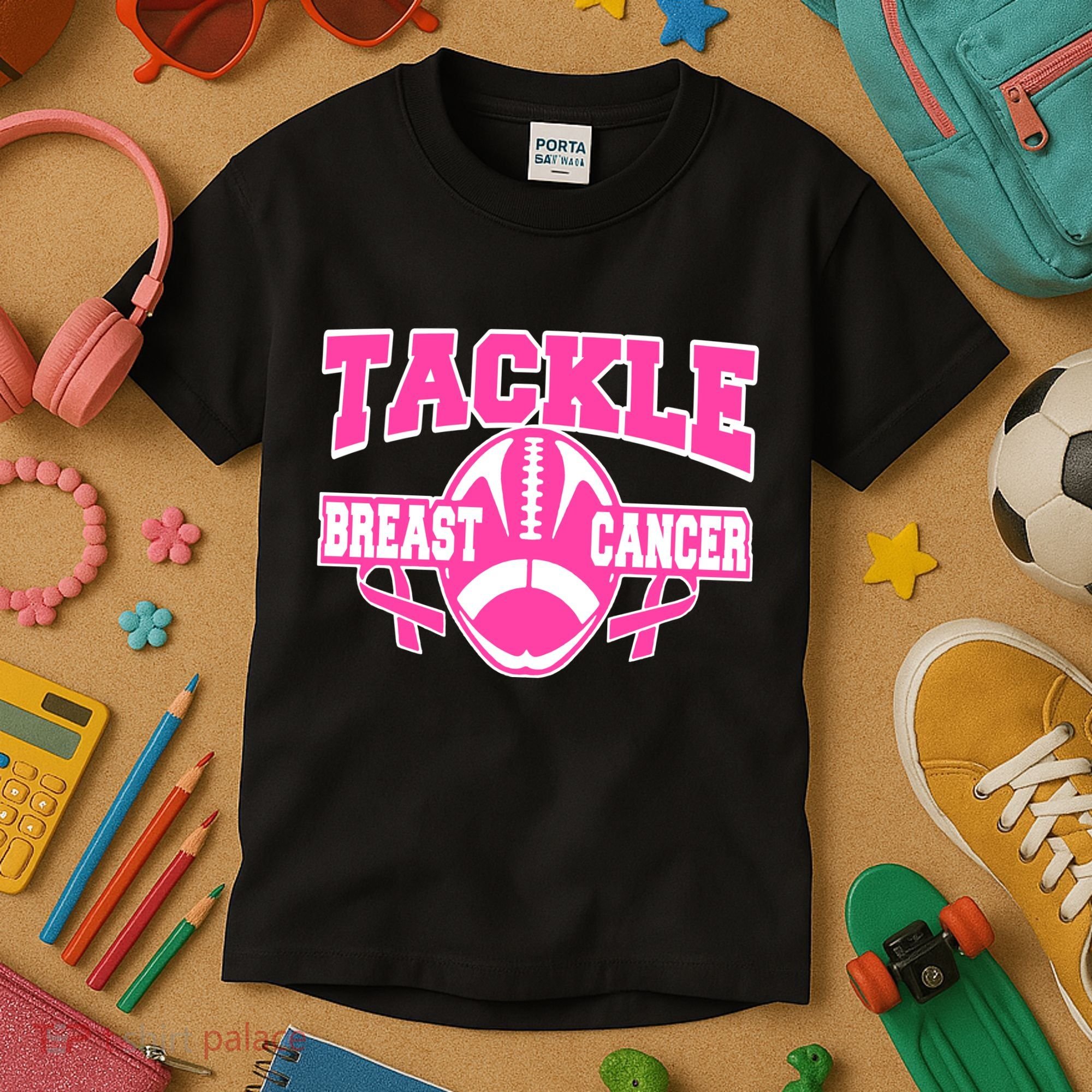 Tackle Breast Cancer1 Kids T-Shirt