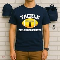 Tackle Childhood Cancer Football Logo T-Shirt thumb 6