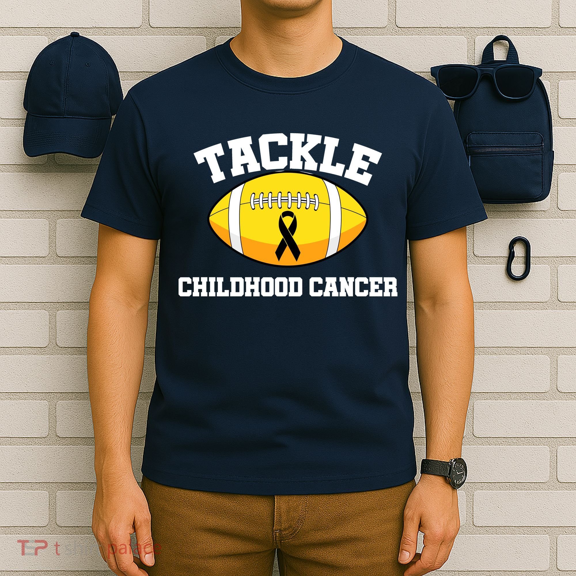 Tackle Childhood Cancer Football Logo T-Shirt