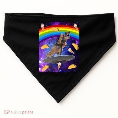 Taco Kitty Riding T-Rex Rainbow Space Cat USA-Made Doggie Bandana