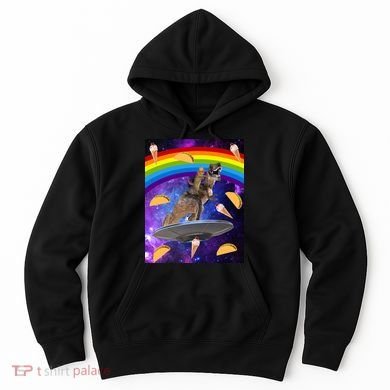 Taco Kitty Riding T-Rex Rainbow Space Cat Hoodie