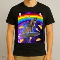 Taco Kitty Riding T-Rex Rainbow Space Cat T-Shirt thumb 3