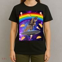 Taco Kitty Riding T-Rex Rainbow Space Cat T-Shirt thumb 4