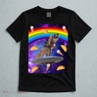 Taco Kitty Riding T-Rex Rainbow Space Cat T-Shirt thumb 5