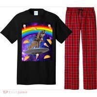 Taco Kitty Riding T-Rex Rainbow Space Cat Pajama Set thumb 0