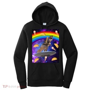 Taco Kitty Riding T-Rex Rainbow Space Cat Women's Hoodie