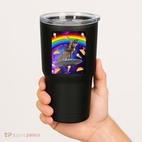 Taco Kitty Riding T-Rex Rainbow Space Cat Tumbler thumb 2