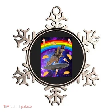 Taco Kitty Riding T-Rex Rainbow Space Cat Ornament