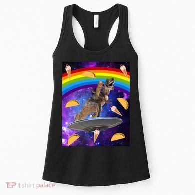 Taco Kitty Riding T-Rex Rainbow Space Cat Women's Tank Top