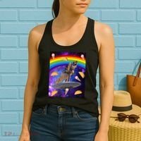 Taco Kitty Riding T-Rex Rainbow Space Cat Women's Tank Top thumb 2