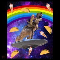 Taco Kitty Riding T-Rex Rainbow Space Cat Baby Bodysuit thumb 2