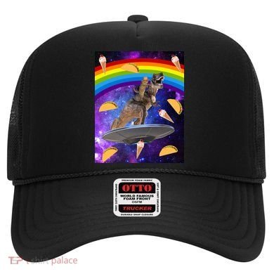 Taco Kitty Riding T-Rex Rainbow Space Cat Hat