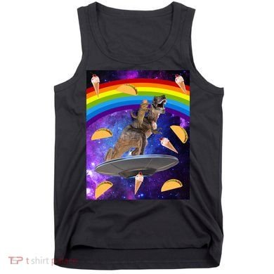 Taco Kitty Riding T-Rex Rainbow Space Cat Tank Top