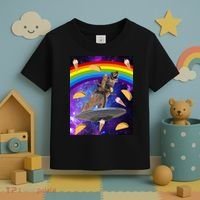 Taco Kitty Riding T-Rex Rainbow Space Cat Toddler T-Shirt thumb 3