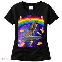 Taco Kitty Riding T-Rex Rainbow Space Cat Women's T-Shirt thumb 0