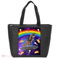 Taco Kitty Riding T-Rex Rainbow Space Cat Tote Bag thumb 0