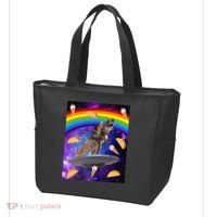 Taco Kitty Riding T-Rex Rainbow Space Cat Tote Bag thumb 3